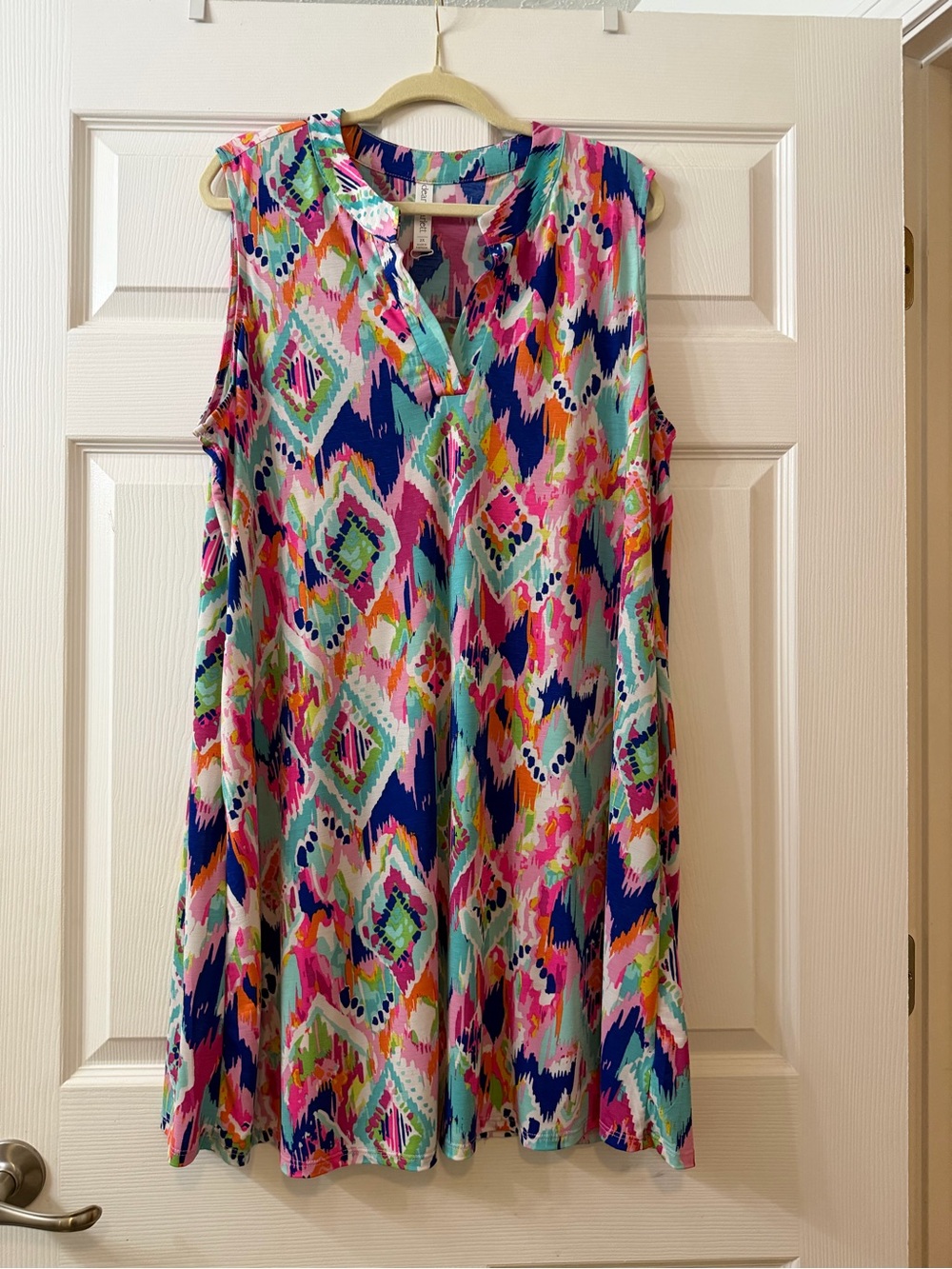 Dear Scarlett Sleeveless Multicolor Ikat Print Swing Dress